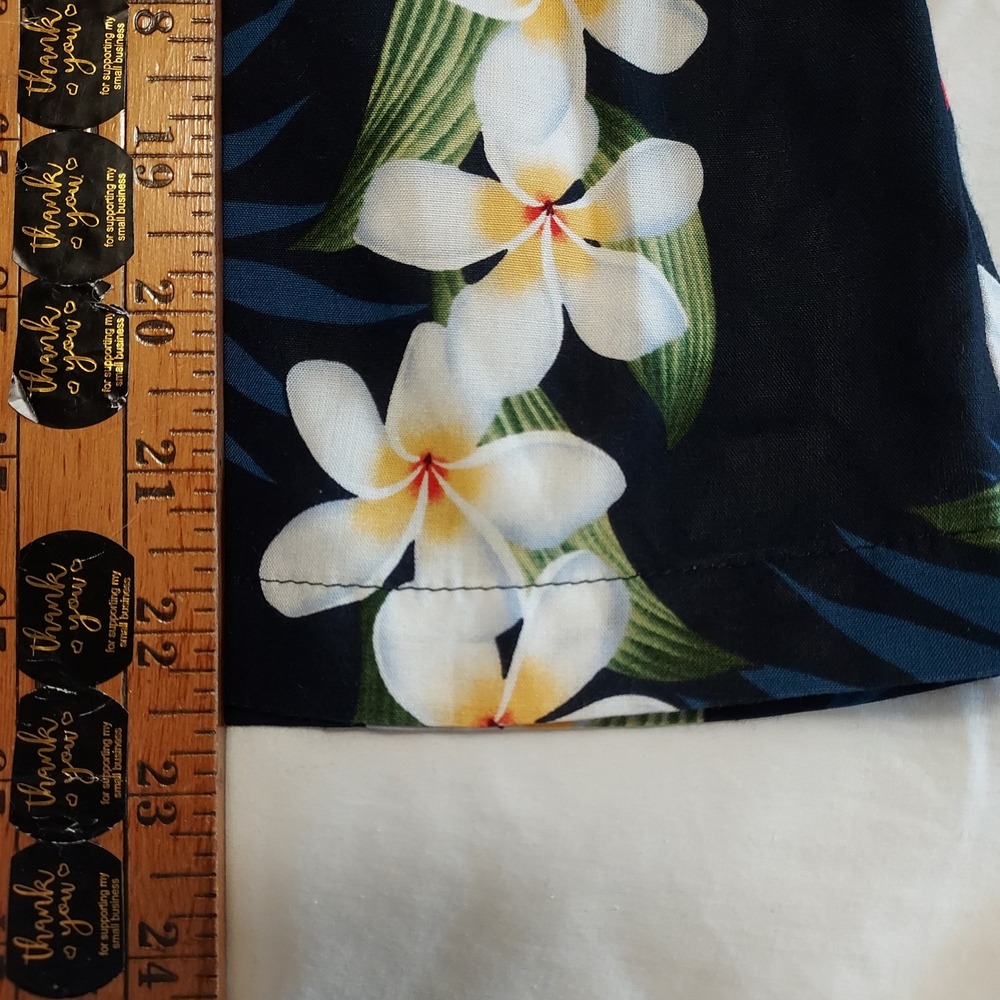 Vintage Two Palms Floral Printed Rayon Hawaiian Shirt Women's XS - Picture 6 of 6